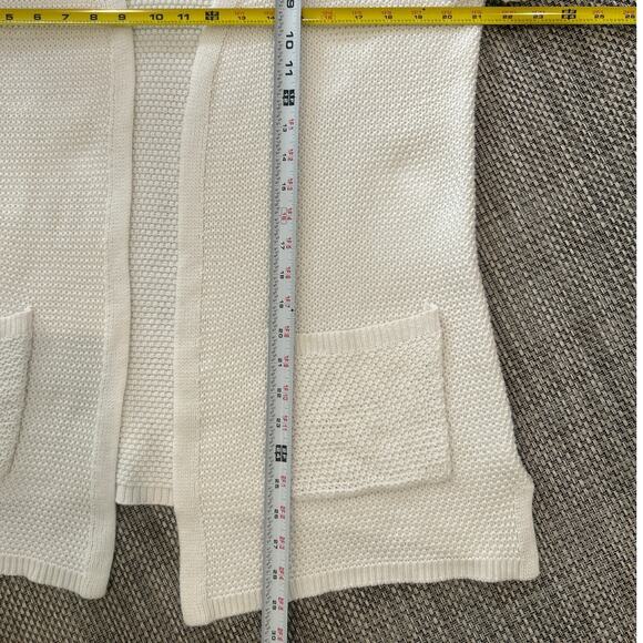 MARINE LAYER Catalina Knit Open Front 100% Pima Cotton White Cardigan Pockets L - Picture 7 of 7